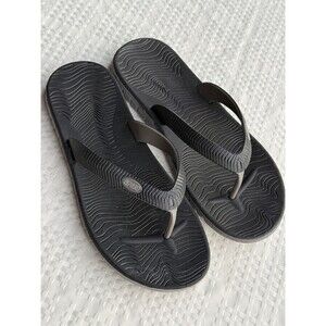 Men's Sports Flip-Flops Black/Dark Grey - Size 13 US